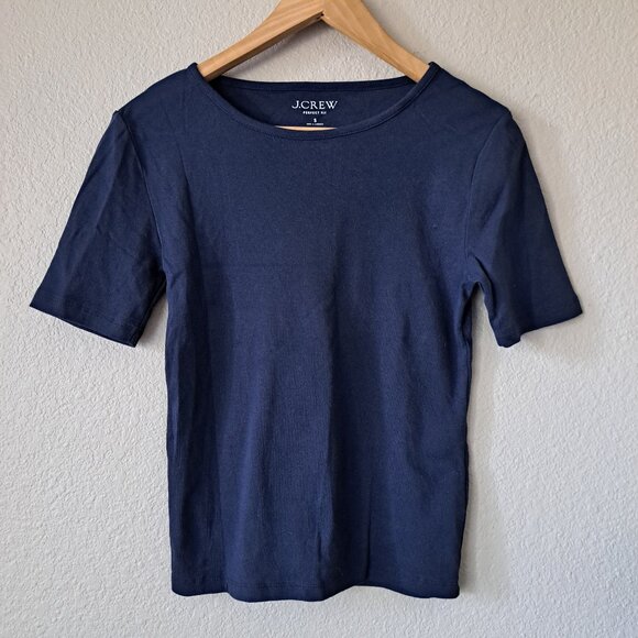 ❤️J. Crew Modern Preppy Navy Blue Short Sleeve T-Shirt Size S - Picture 1 of 6